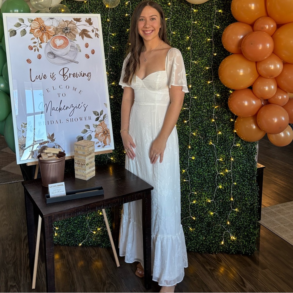 Lulu's White Maxi Dress with Puff Sleeves